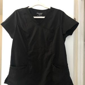 Black vneck butter soft scrub top